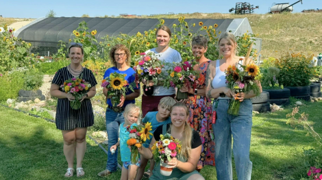 Group photo in garden